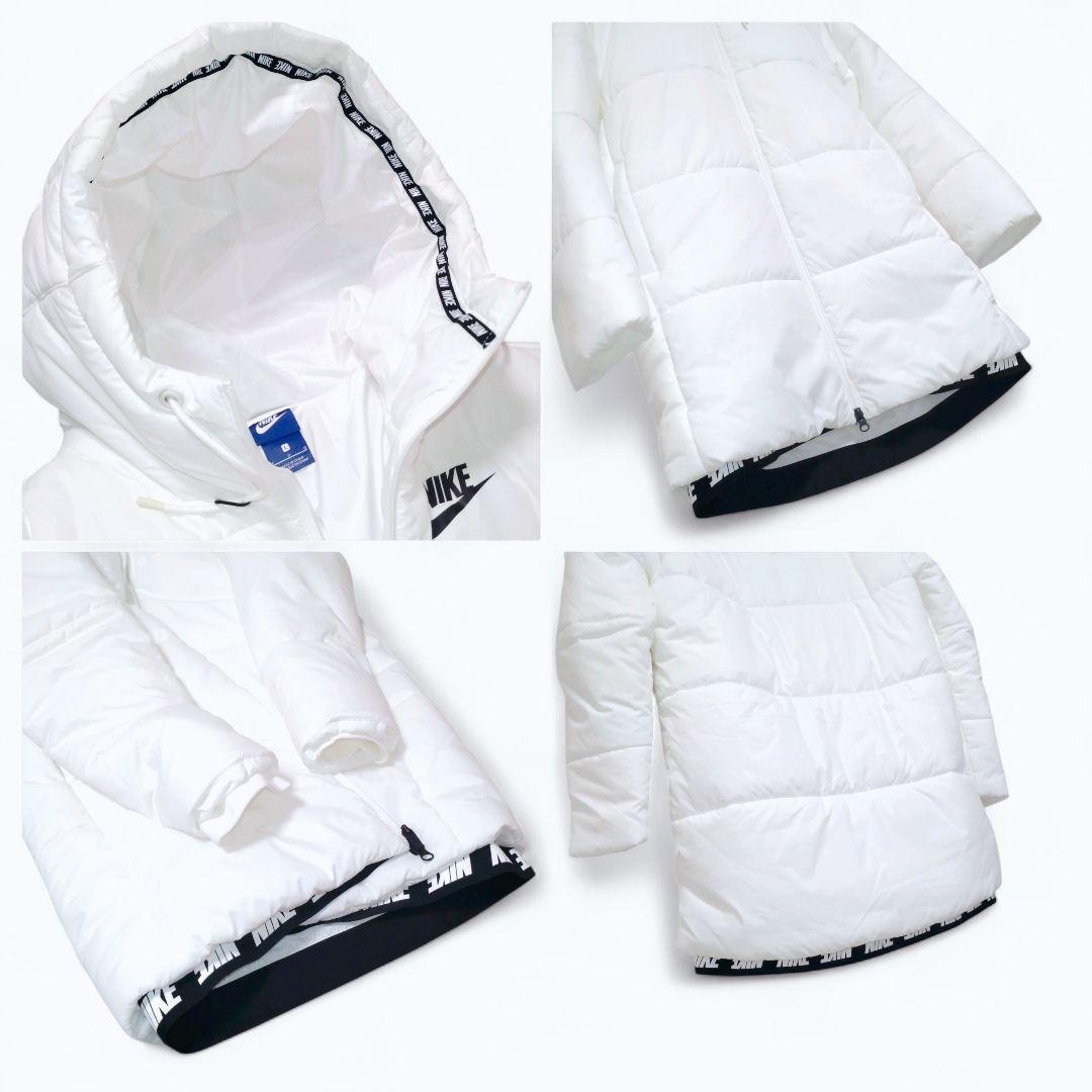 極美　ナイキ　レディース 中綿ダウンジャケット　L　フード付　防寒　ホワイト