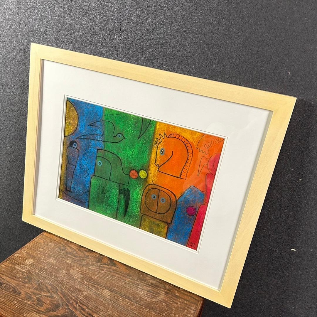 【melfee6】美品 谷川晃一「鳥の季節」パステル画 直筆サイン入