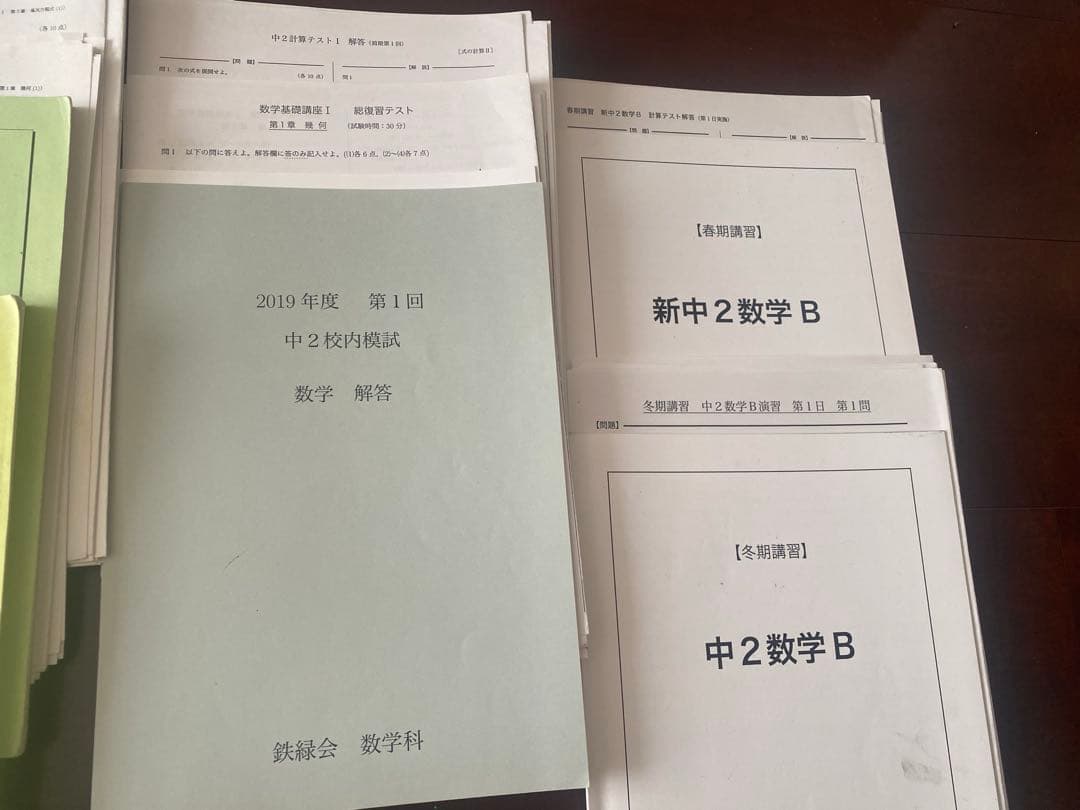 鉄緑会 中2 数学フルセット テキスト/各種テスト/講習/校内模試 SAクラス