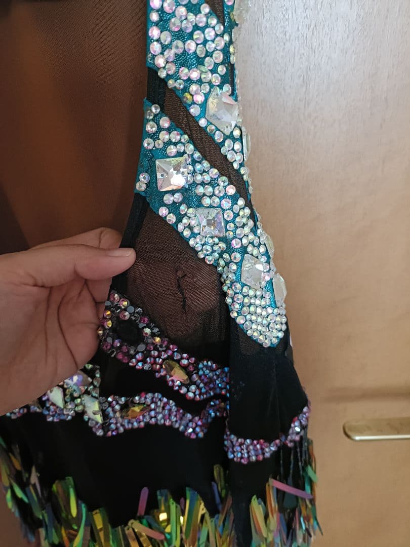 社交ダンス用ビーズ装飾ドレス