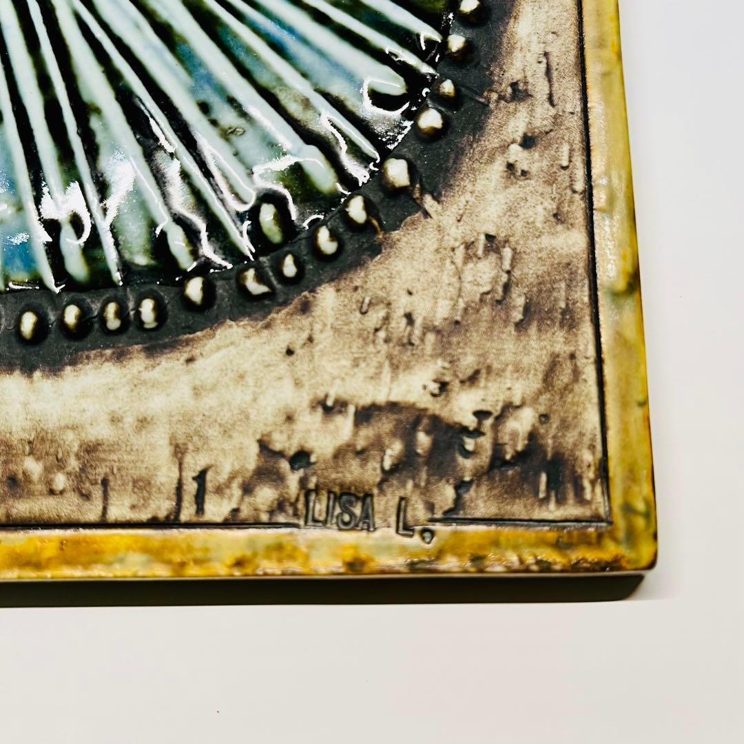 【リサラーソン/UNIK/ネコ/ブルー】北欧/ビンテージ/希少/KATT/陶板