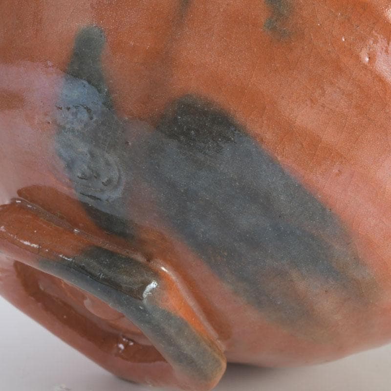 茶道具　八坂焼　赤楽　金銀二段　嶋台茶碗　共箱　V　9818