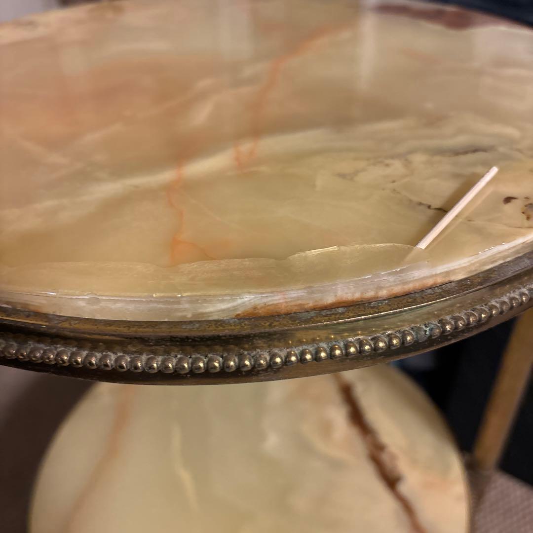 アンティーク家具 大理石 2段円形 サイドテーブル