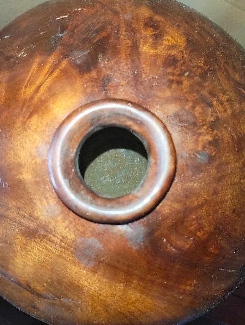 屋久杉飾り壺？ 蓋付き 台座付き