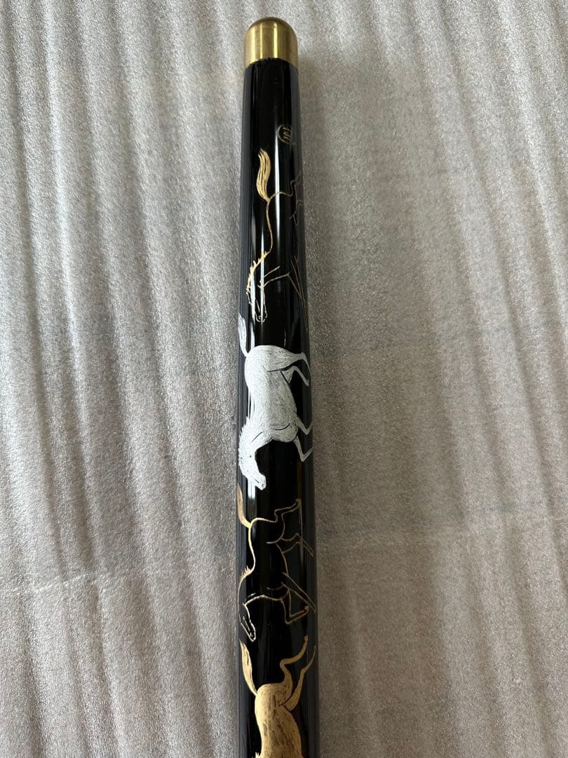 杖刀 模造刀 蒔絵 九馬図木鞘 乱れ刃紋 杖 レプリカ