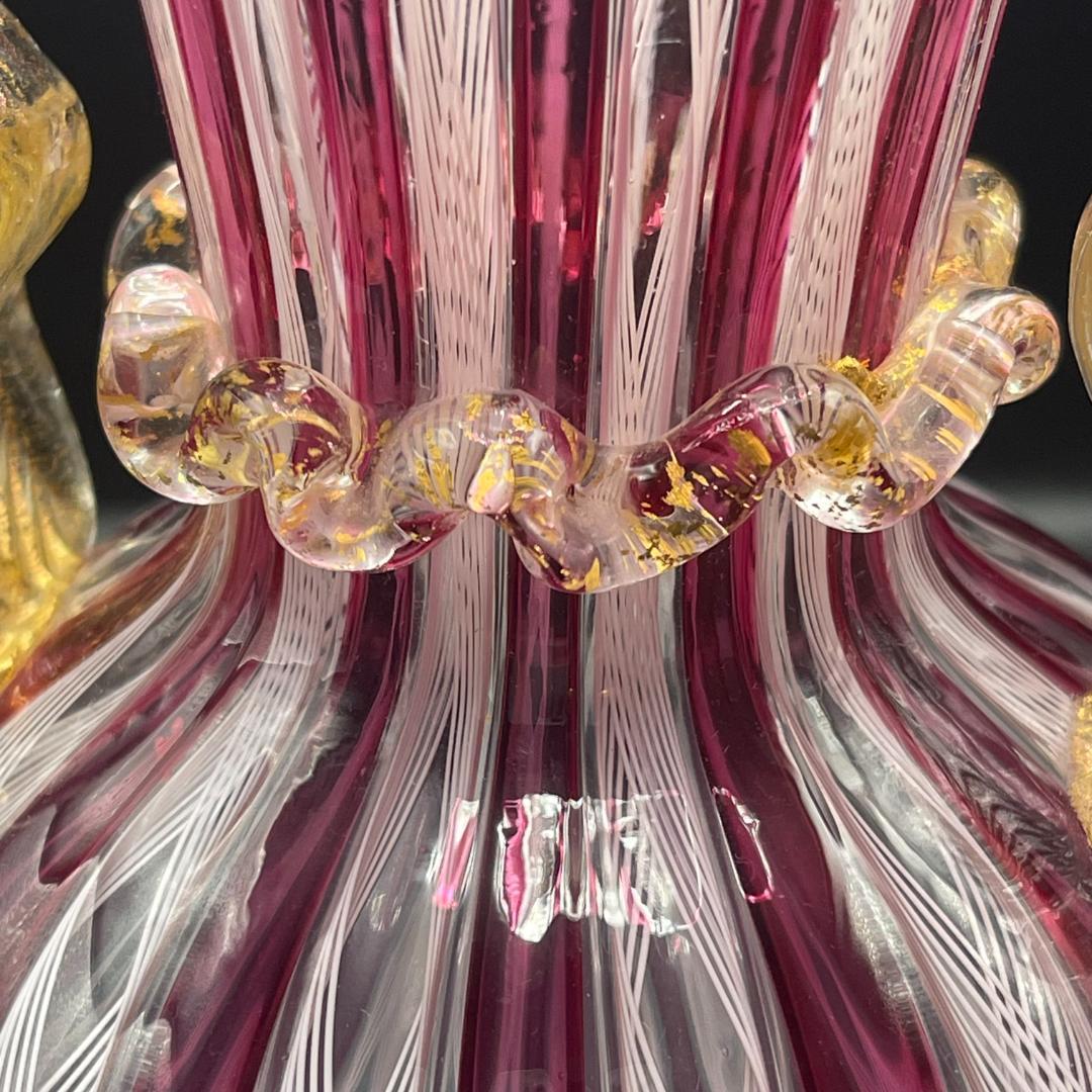 MURANO ムラーノ ベネチアンガラス 約20cmフラワーベース 花瓶 ピンク