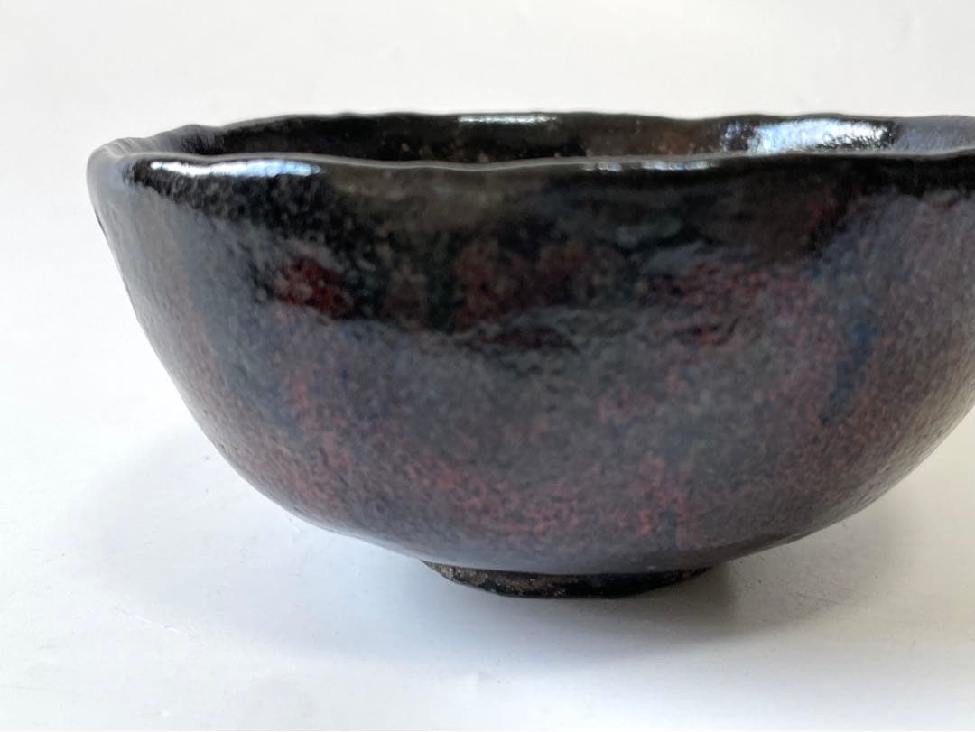 骨董　黒茶碗　黒楽茶碗　樂茶碗　アンティーク　楽焼　箱付き　一入作　了入