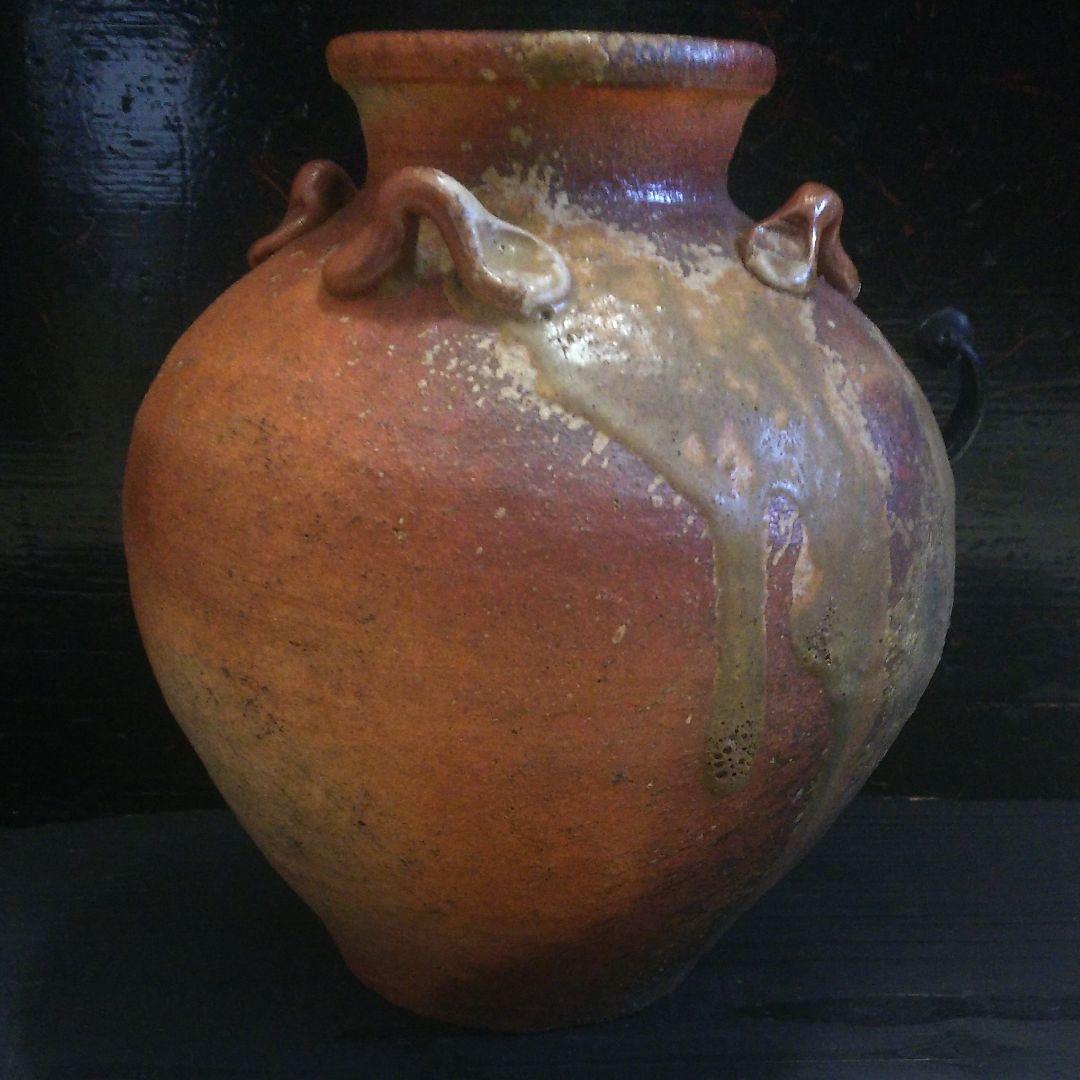 信楽焼 壺　紫泥壷 花瓶 仁斉作