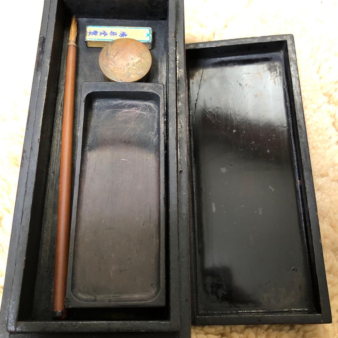 欅玉杢硯箱　　骨董品