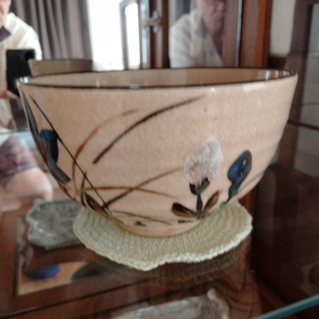 最終値下げ　中国骨董 【乾山菖蒲】お茶碗 在銘あり 美しい茶道具大変貴重な陶磁器
