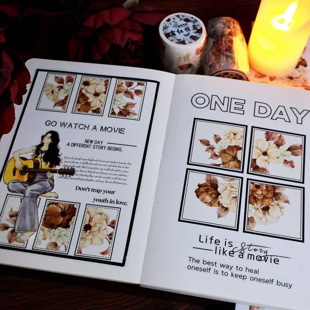 繁花文创《霜红棕染》海外マスキングテープ　マステ 【2664】