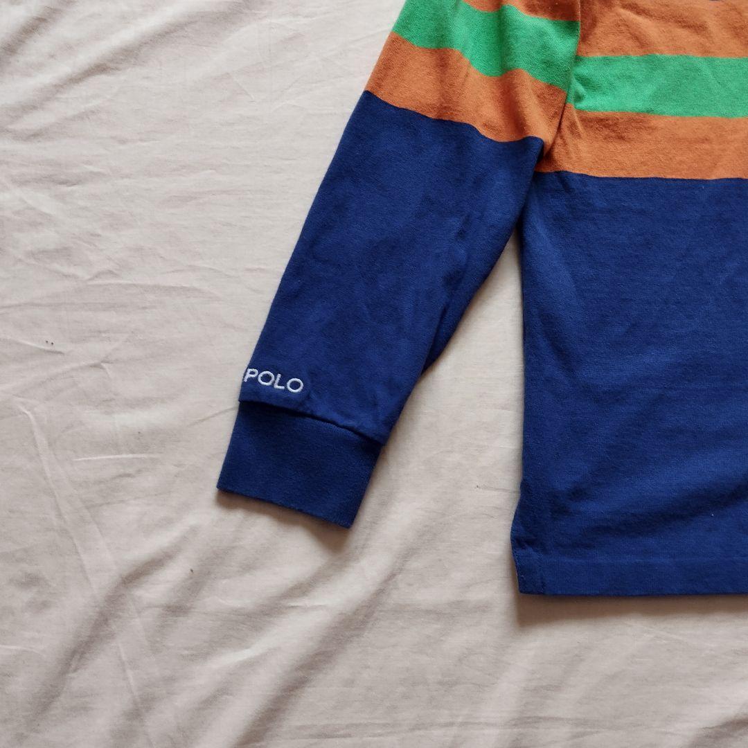 ポロラルフローレン　ラガーシャツ　刺繍ロゴ　ブルー　現行タグ　Mサイズ