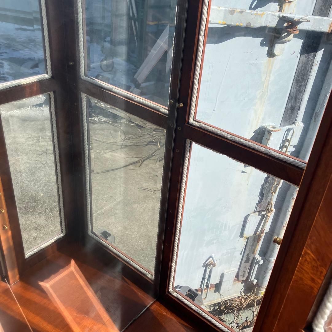 イタリア家具 木製大型 アーチ型ガラスショーケース 飾り棚 アンティーク