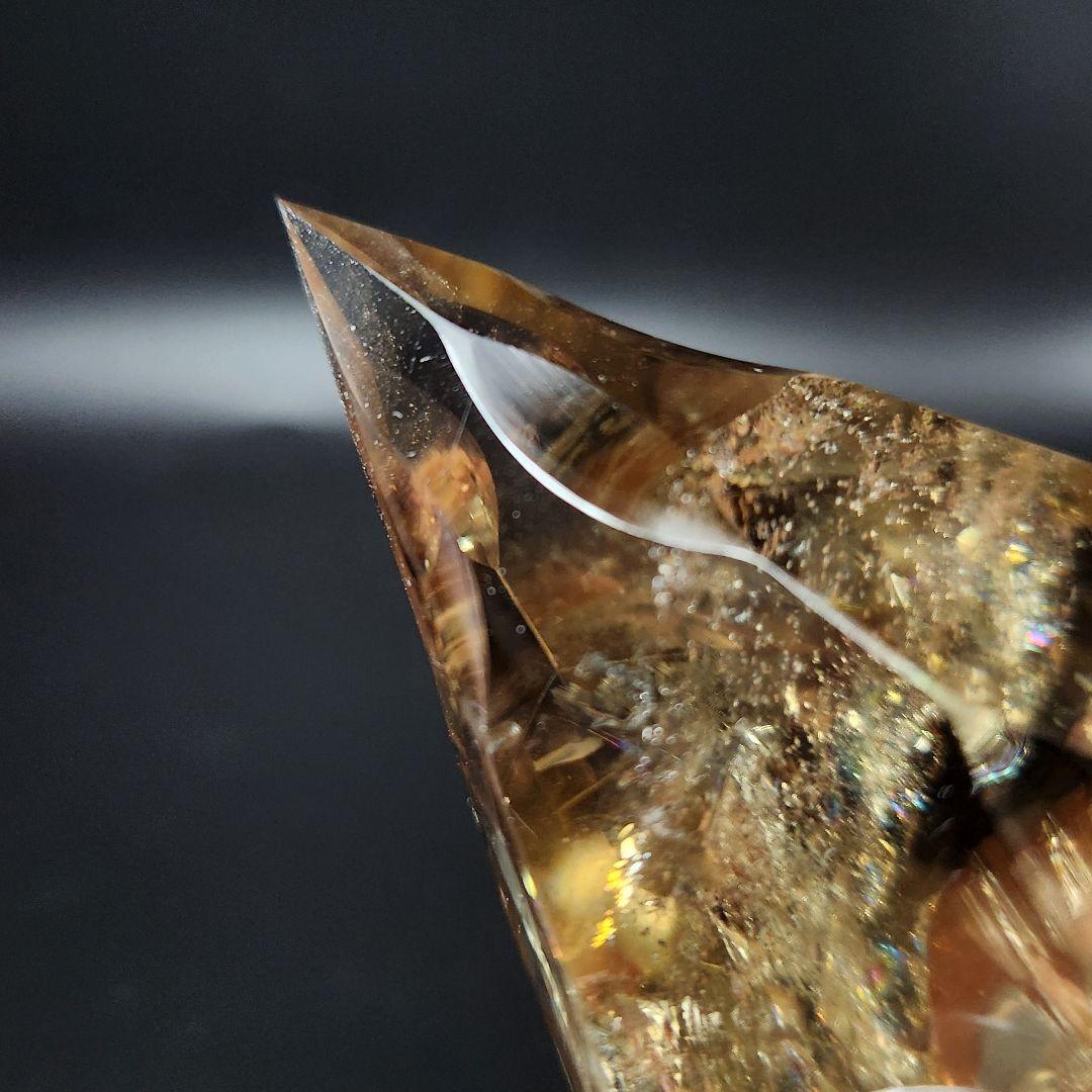 レア！【新品】天然ゼウスクオーツ ダイヤモンド置物 ★スモーキーシトリン★手彫り