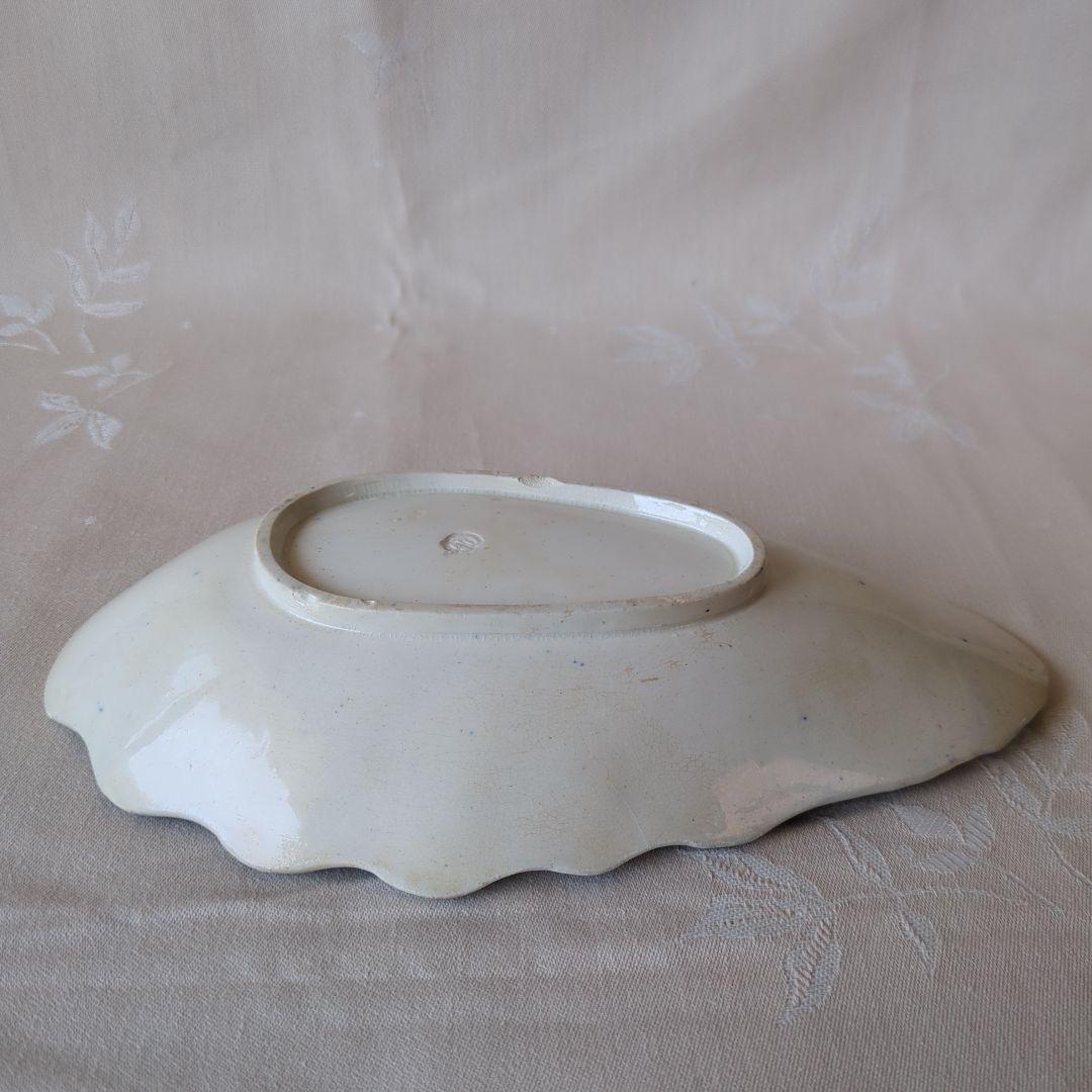 イギリスアンティーク アスパラガスプレート ブルー＆ホワイト