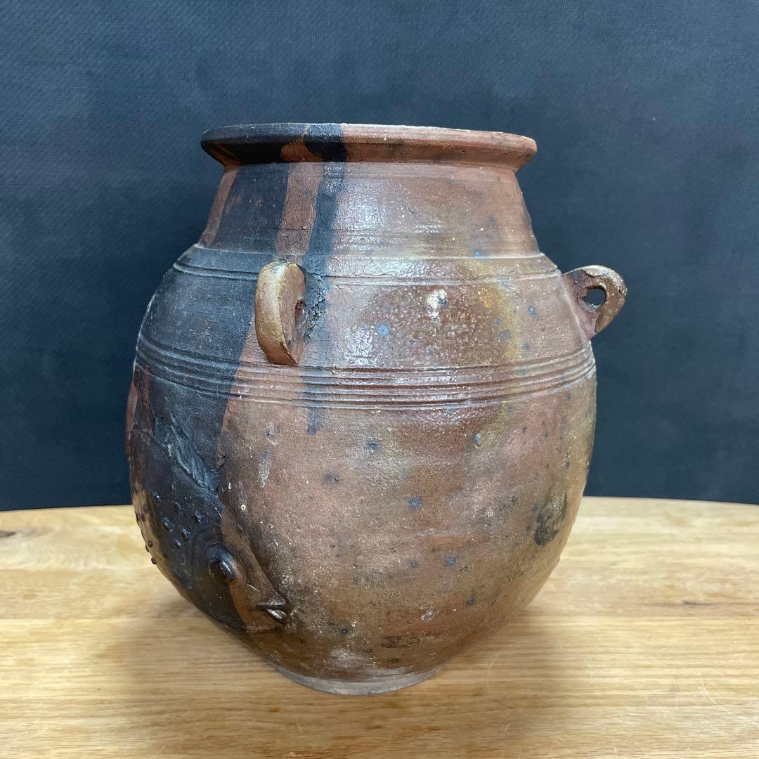 中川伊作　知花南蛮焼き　魚文　花いけ　花生