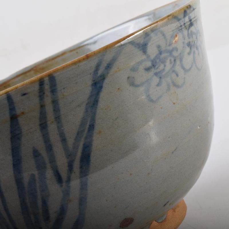 茶道具　華中亭道八製　染付　花草漢詩文　菓子器　鉢　共箱　C　7100