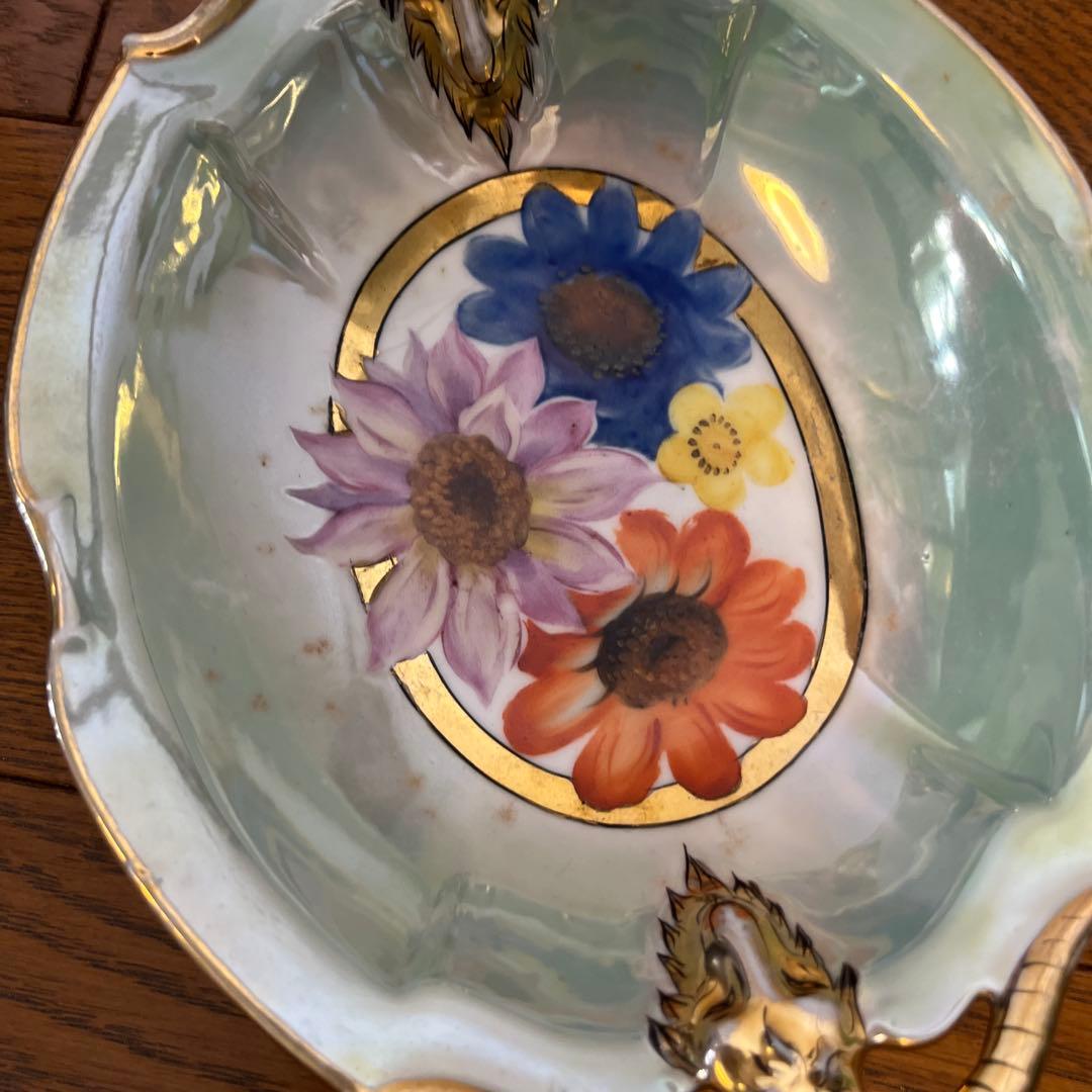 最終処超レアオールドノリタケ山羊持ち手フィギュア変形ボウルラスターM JAPAN