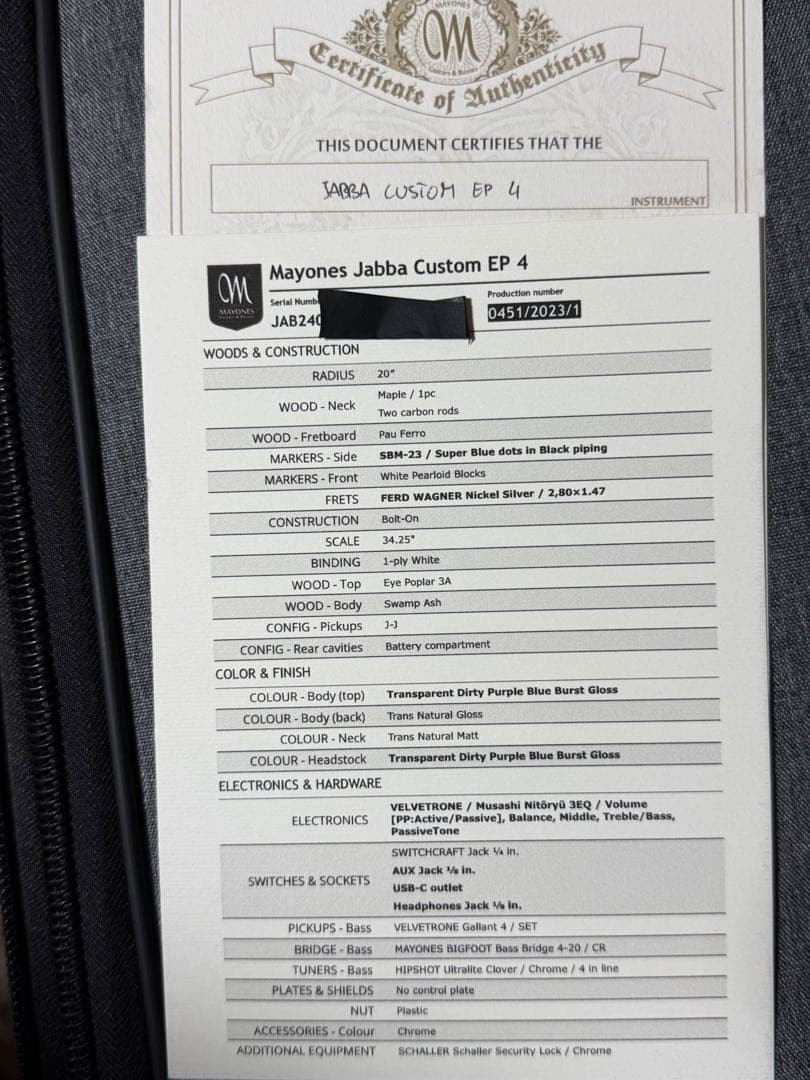 ベース MAYONES JABBA EP 4