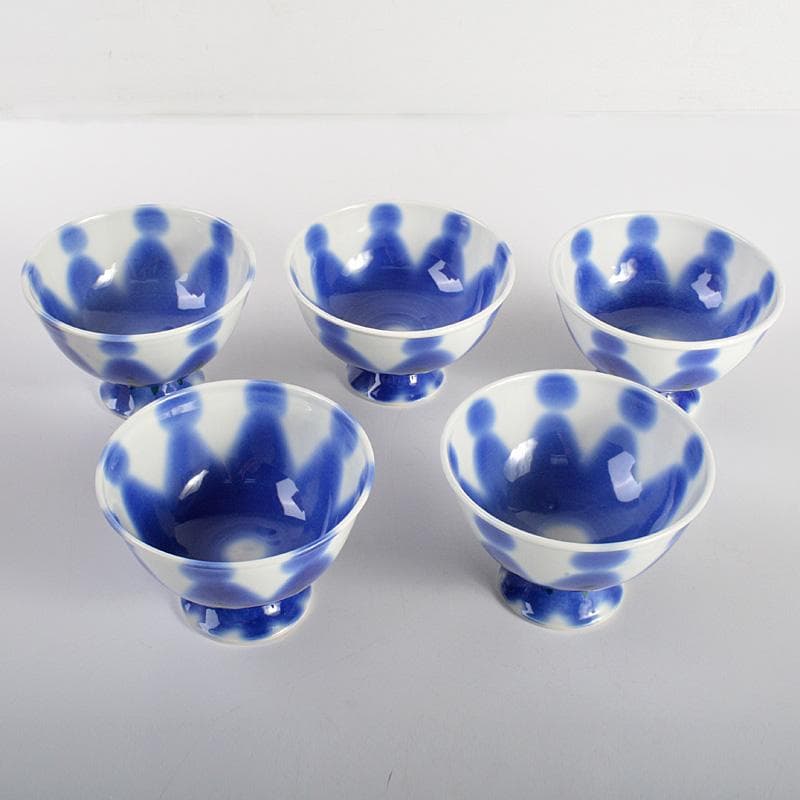 和食器　仁一作　高台小鉢揃　5客　共箱　V　6209C