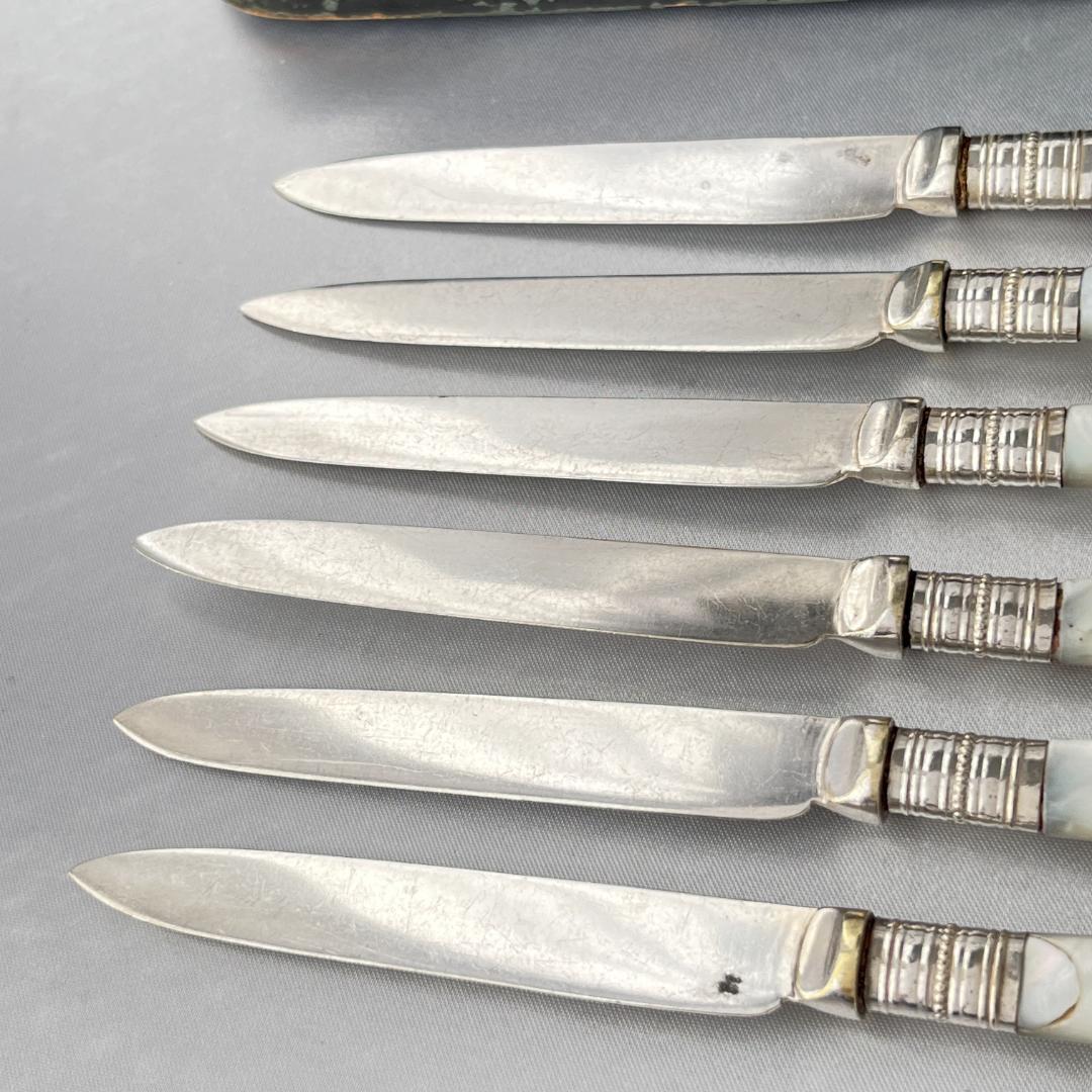 【英国】【白蝶貝】ティーナイフ 6本 専用ケース アフタヌーンティー