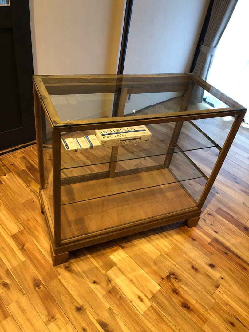 c*s様 ガラスショーケース 中型 木製 ブラウン