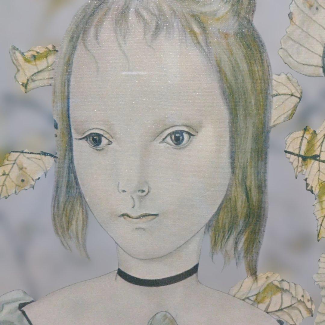 少女と猫の水彩画レオナール藤田