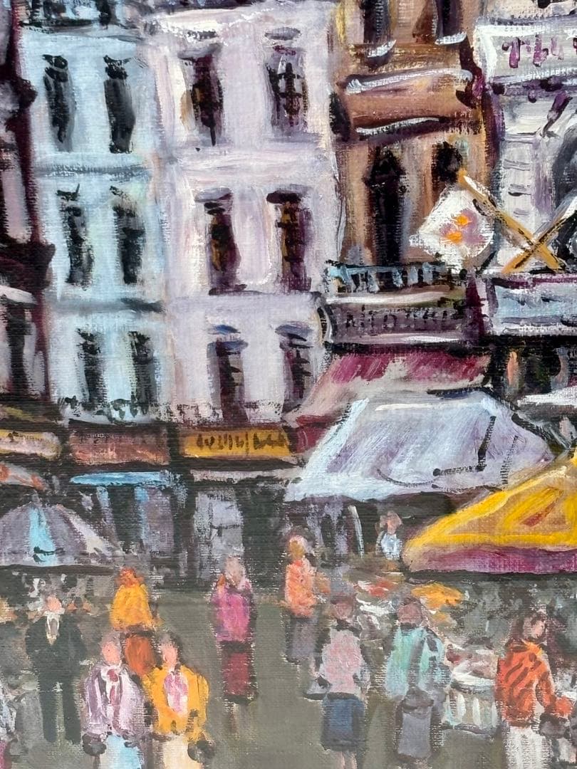 #原良治「パリーの街」油彩画　直筆サイン