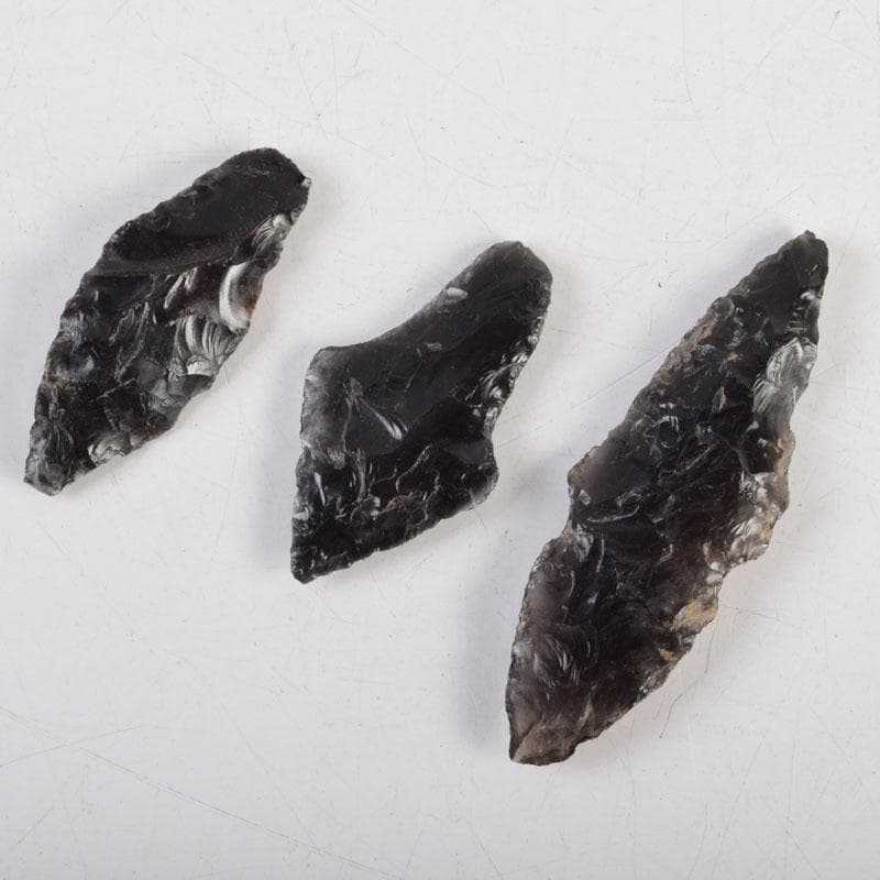 石器時代　黒曜石　矢尻　3点　時代箱付　N　9169