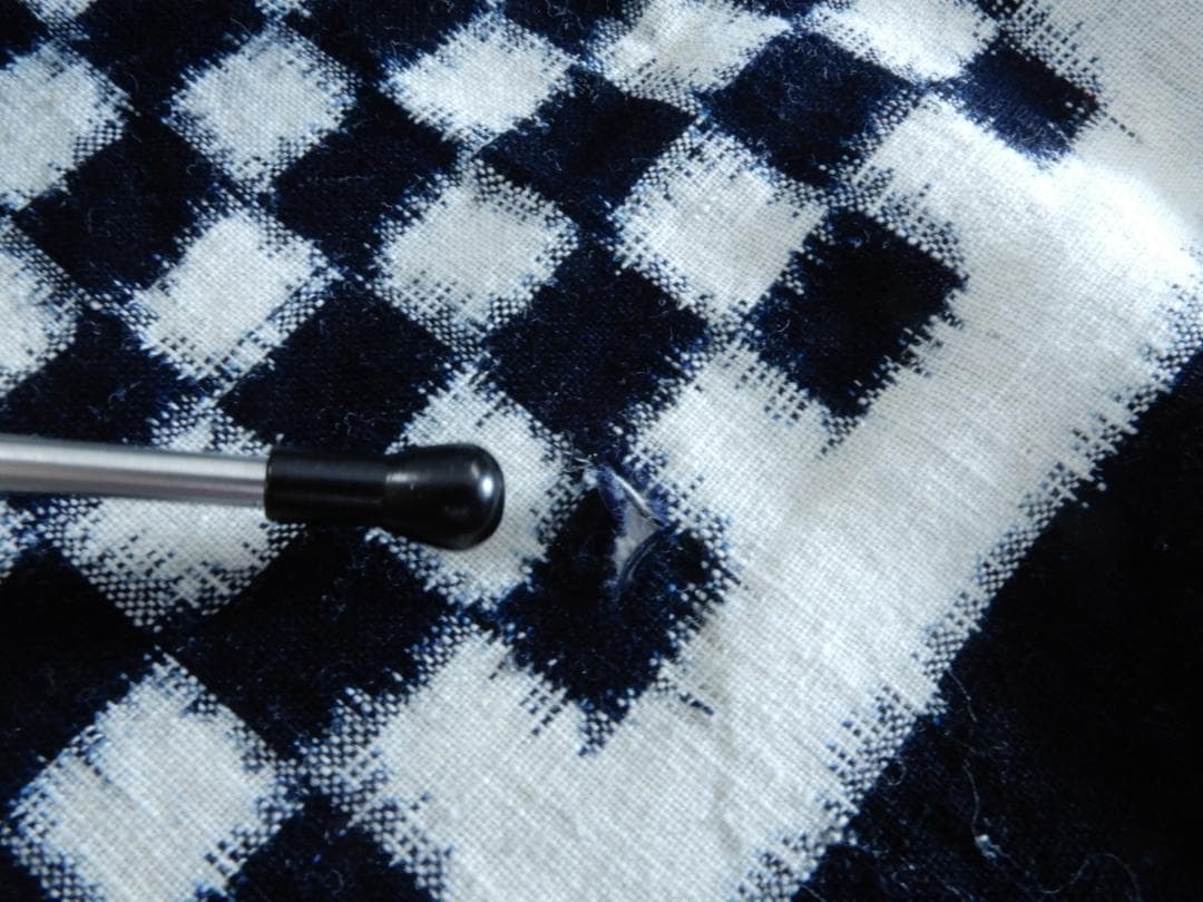 木綿・古布・明治期・手織り藍染・久留米絣・ビルヂング・5巾・一部草木染絣