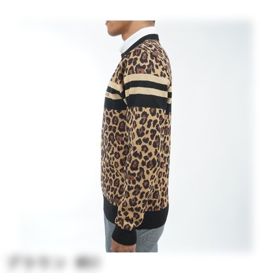 PEARLY GATES 光栓34レオパード柄セーター6/XL 茶 新品タグ付き