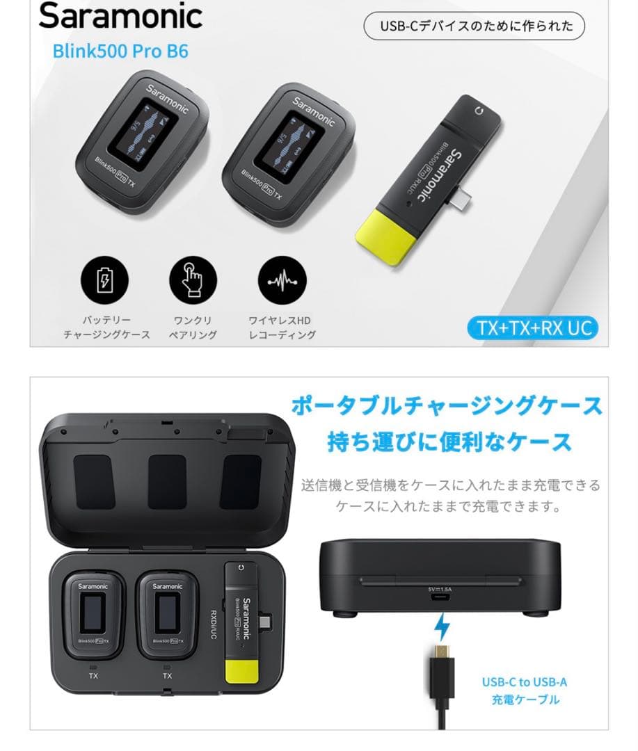 Saramonic Blink 500 PRO シリーズ B6 ワイヤレスマイク