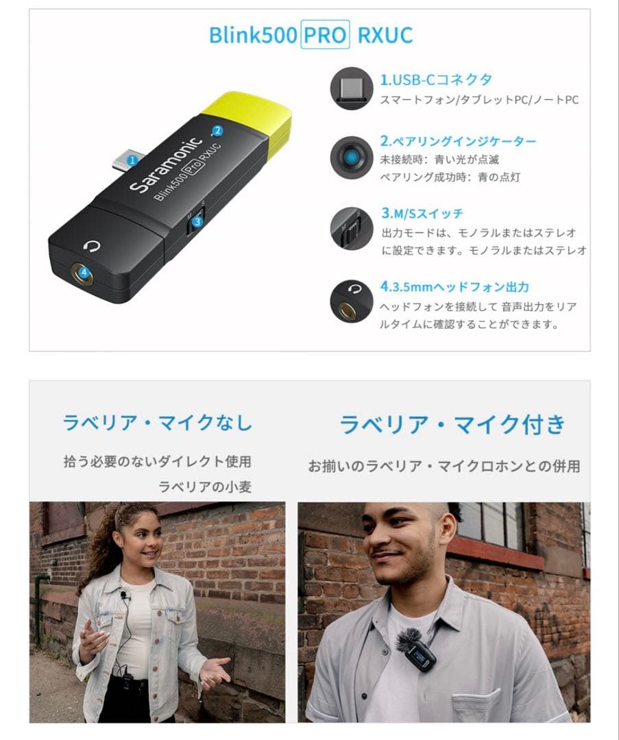 Saramonic Blink 500 PRO シリーズ B6 ワイヤレスマイク