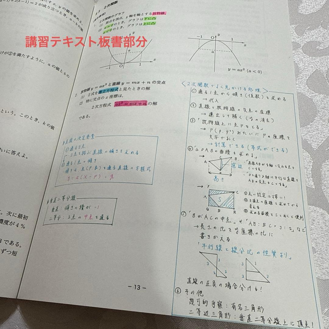 鉄緑会中2数学フルセット　内部講習・全プリント・板書ノート付き