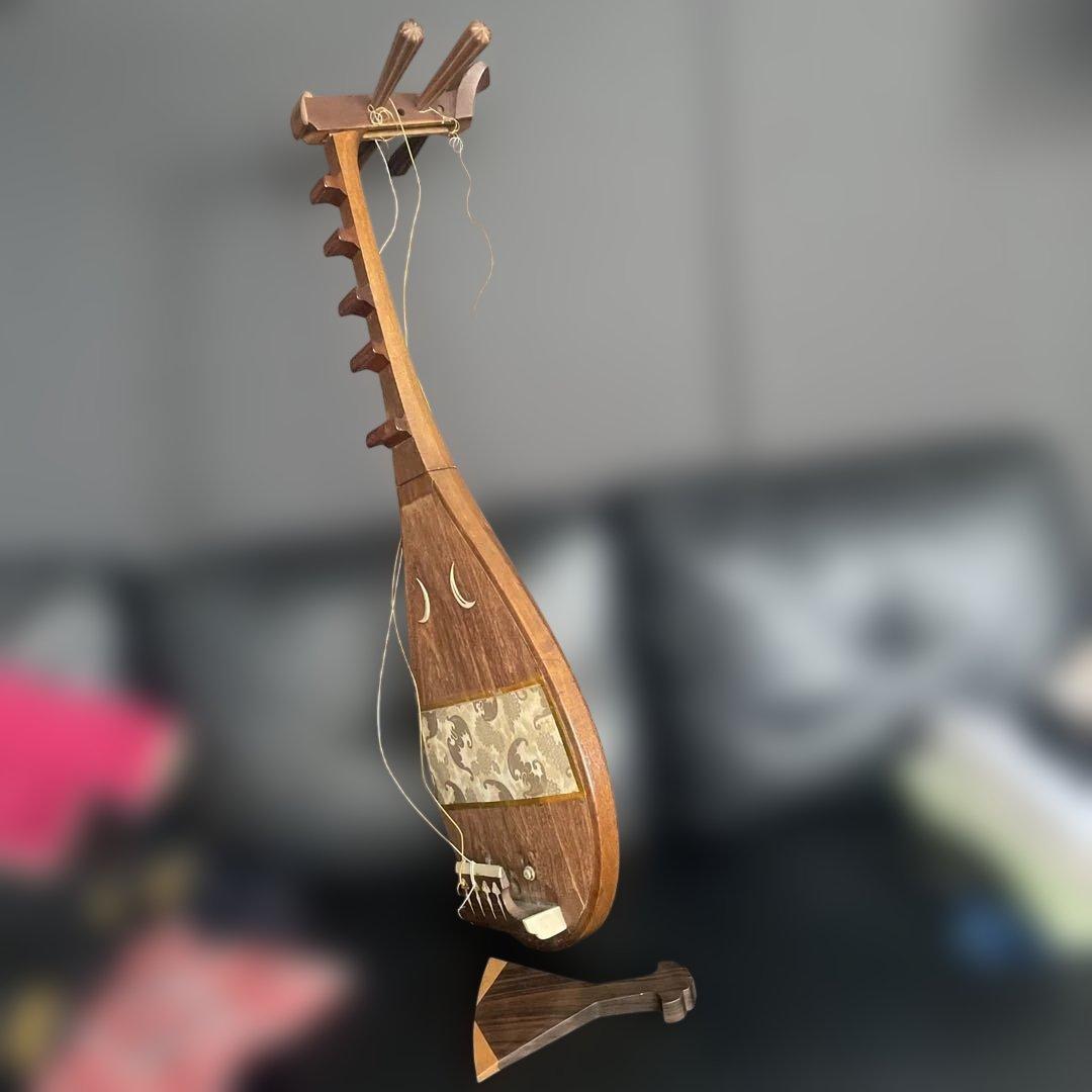 【希少】 筑前琵琶 四弦五柱 撥付 高級 レトロ 和楽器　名あり初代橘旭翁認定