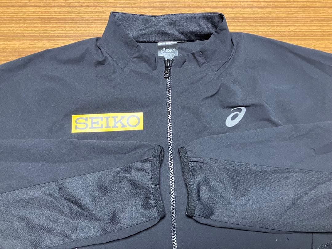 美品 アシックス ACTIBREEZEウーブンジャケット L 黒 SEIKOレア