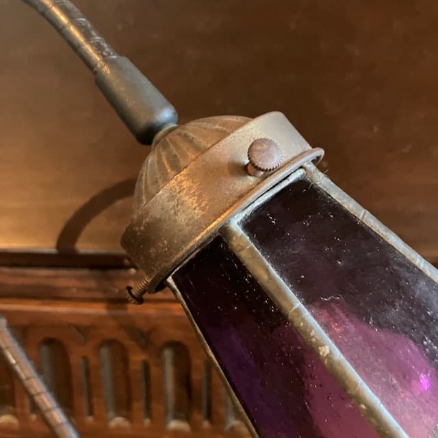 ヴィンテージ ステンドグラス テーブル ランプ 照明 グースネック 気泡 古道具