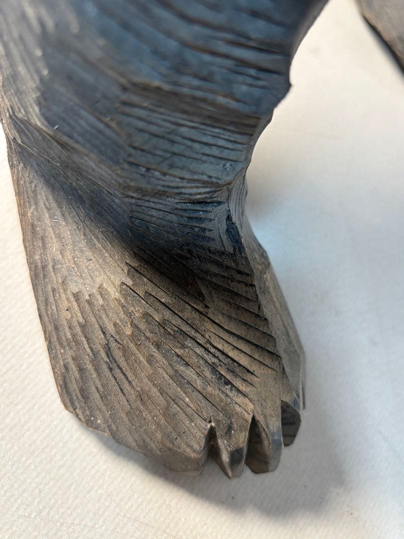 刻印「八江」木彫り熊　置物　北海道　クマ　民芸　古道具　アンティーク