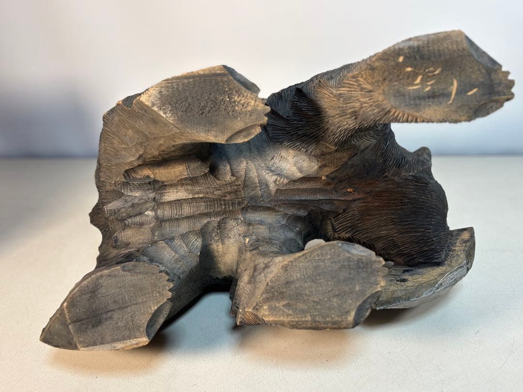 刻印「八江」木彫り熊　置物　北海道　クマ　民芸　古道具　アンティーク