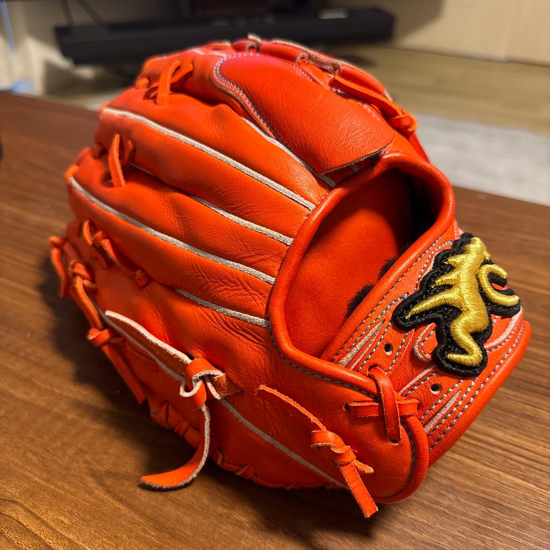 RYU オレンジ色 硬式野球グローブ 炎模様
