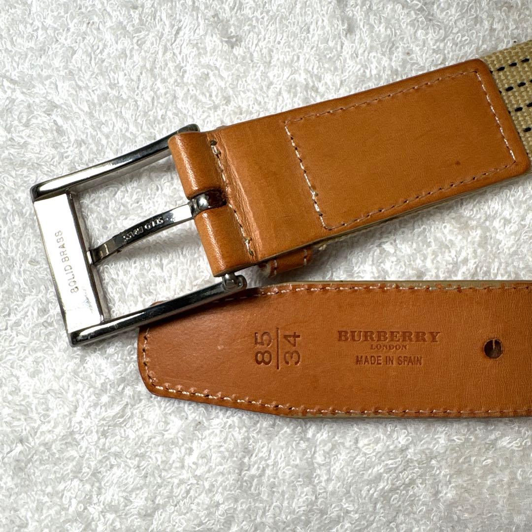 バーバリーロンドン　ベルト　レディース　Burberry レザー　キャンバス　C