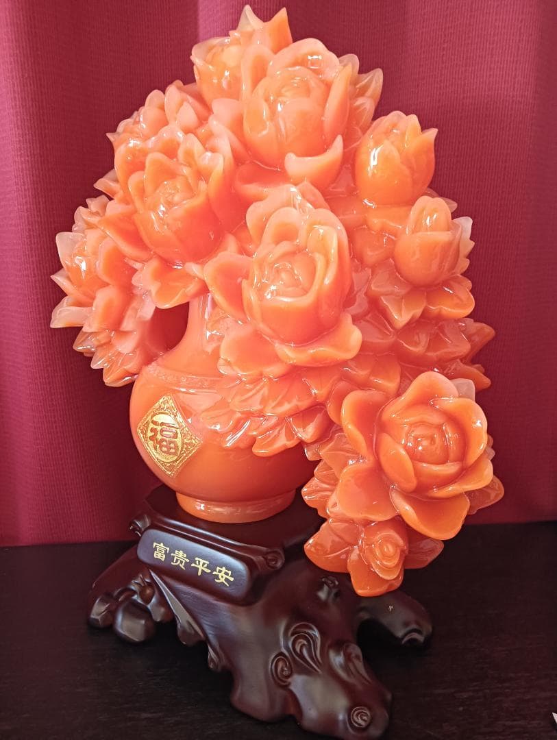おすすめ！中国工芸品　牡丹の花置物　風水アイテム