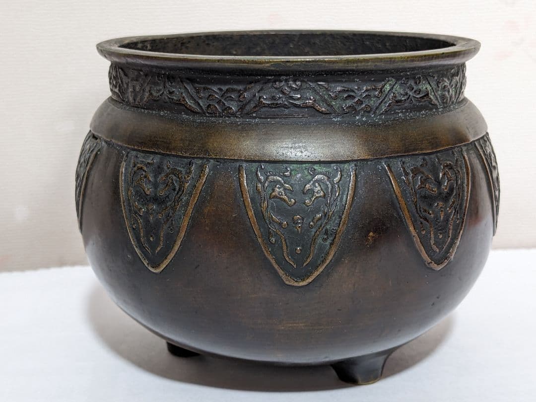 ♦江戸時代 三ツ足 香炉 火入 銅器 銅製 真鍮 コレクション骨董品アンティーク