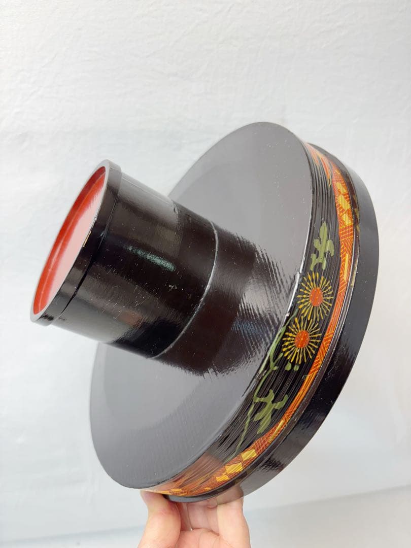 茶道具 今日庵好 柳菴 木製 渦蒔絵 獨楽 菓子器 高杯 2客組 おしゃれ