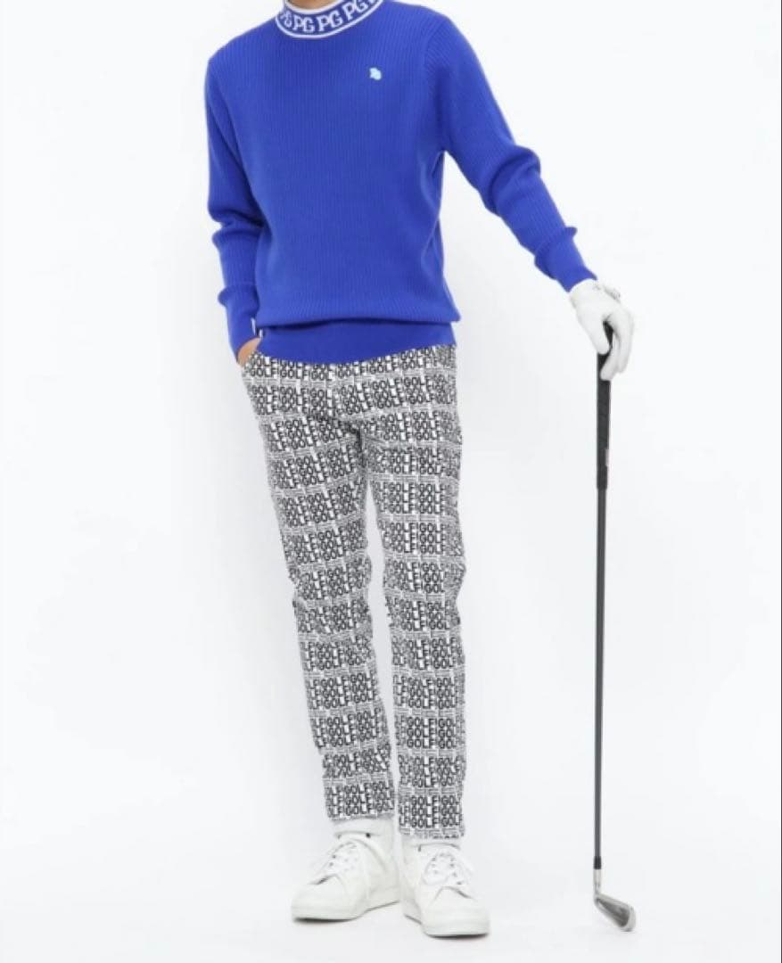 新品 パーリーゲイツ ウールカシミヤ ハイネックニット(5)サイズL/青