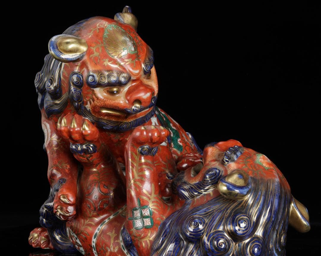 絡み獅子 戯れ獅子 狂い獅子 獅子 置物 縁起物 厄除 魔除 古美術 骨董品