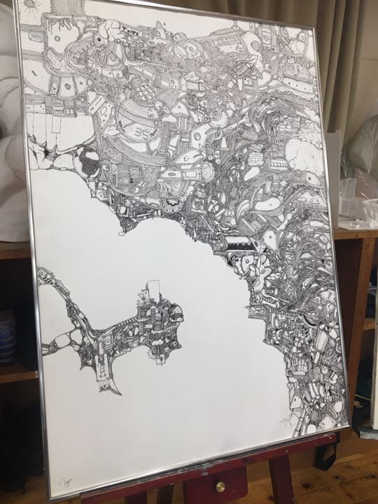 ボールペン画『ごちゃごちゃ』【価格応談】