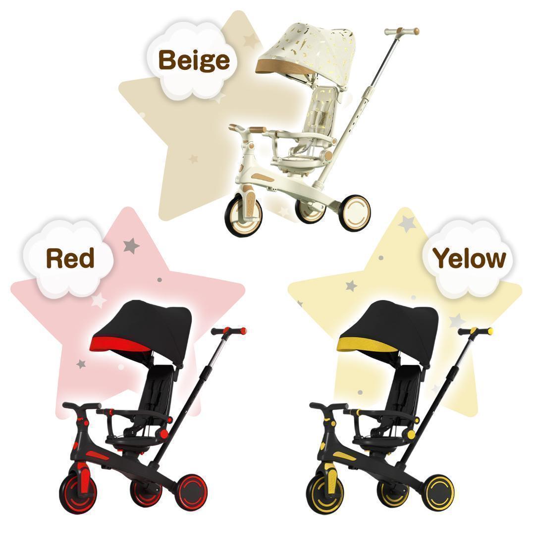 新品＊三輪車 手押し棒付き折りたたみ 7in1子供用 キッズバイク　イエロー