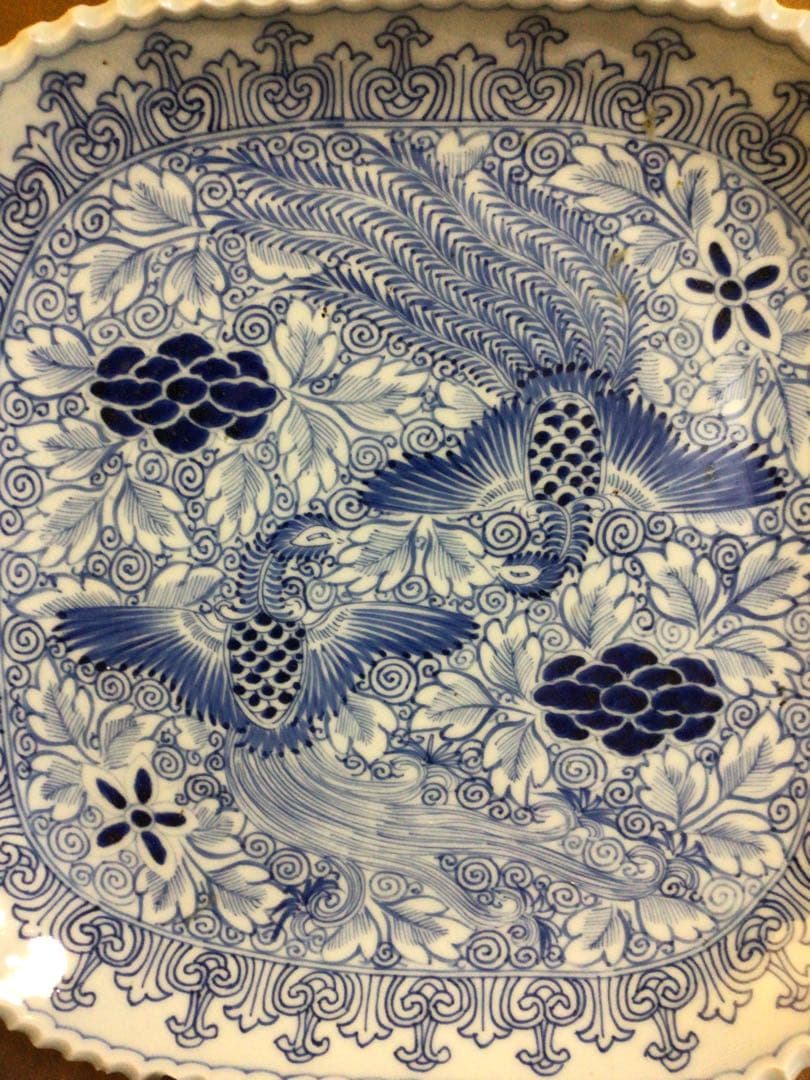 古伊万里 四角皿 幅約28.3センチ 木箱付き