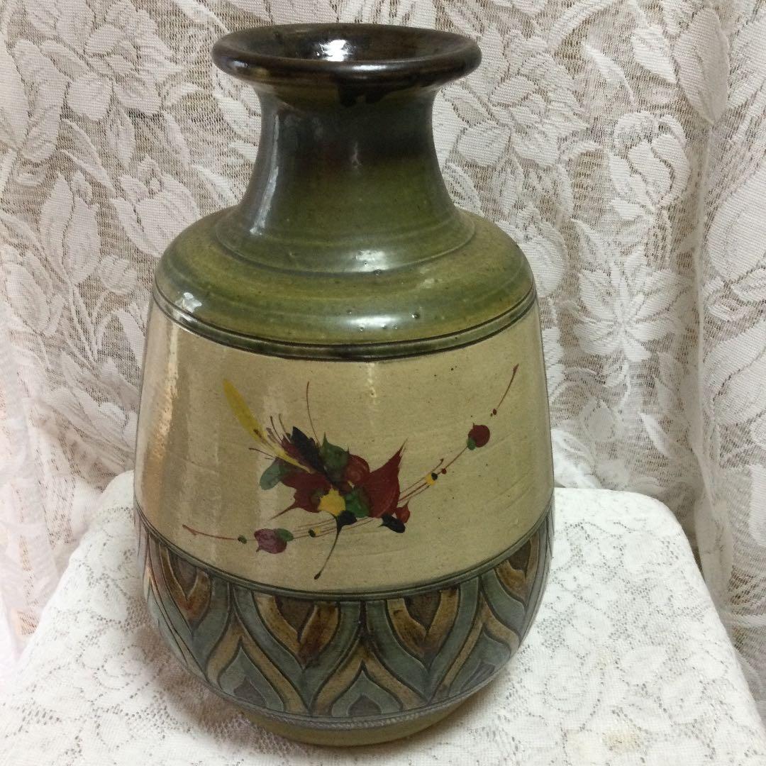 【壺屋焼】やちむん　人間国宝「金城次郎」の甥「金城敏勝」　花瓶・壺